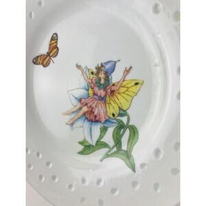 Chinese Flower Fairy Plate - Rare Thumbelina Butterfly Fairies Small 7" diameter